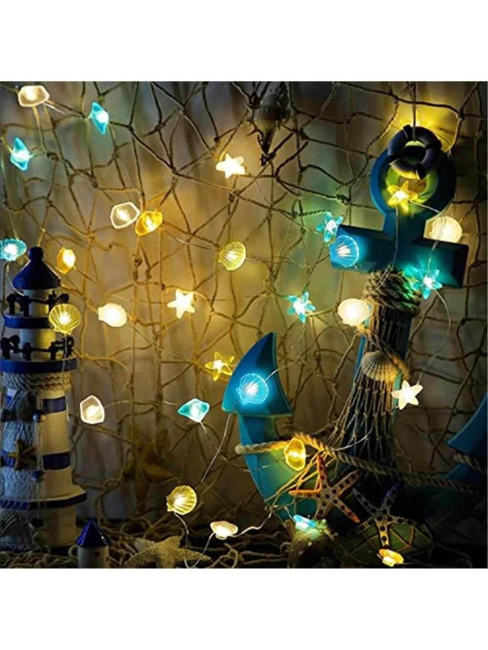 2 Pcs Ocean Beach Themed Sea Life Cute Fairy Decorative String Lights 10 FT